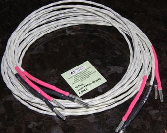 11 gauge AWG 2.4mm diameter Audiophile Silver Plated Speaker Cables Terminated with Deltron Silver Plated Banana Plugs (Made in USA)