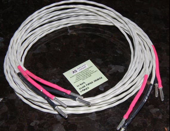 14FT 10 AWG AUDIOPHILE SILVER PLATED SPEAKER CABLES Made in USA