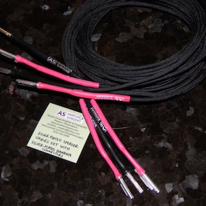 Amplifier Surgery 14 AWG Audiophile Silver Plated Speaker Cables Set built with Silver Plated Wires and Deltron Banana Plugs (Made in USA)