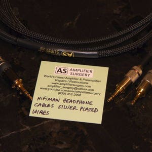 Audiophile quality Hifiman Headphones Upgrade Silver Plated cables for HE400S Hand Made in the USA 2X 3.5mm to 3.5mm stereo