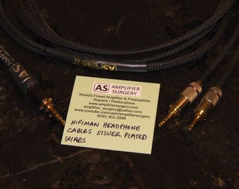 Audiophile quality Hifiman Headphones Upgrade Silver Plated cables for HE400S Hand Made in the USA 2X 3.5mm to 3.5mm stereo