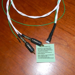 Silver Plated turntable Tonearm Cable with Cardas 5 pin din and Furutech FP-126G Copper Gold connectors Made in USA for Rega Sumiko Jelco