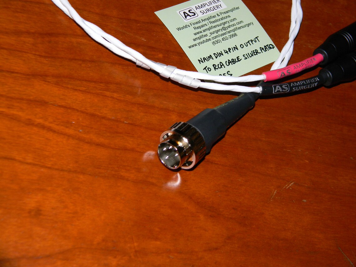 Amplifier Surgery Silver Plated wire RCA to 5 pin locking Naim DIN