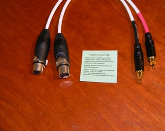 Pair of Balanced 16 AWG Silver-Plated wire Female XLR to RCA Cables built with Gold Plated connectors and Mundorf silver + gold audio solder