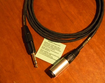 Headphone Extension cable (Black Sleeve) built with Silver-plated signal wires, 1/4" Furutech FP-704 gold Plug and Neutrik female plug