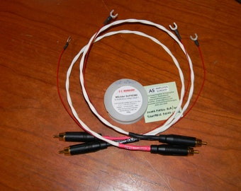 Silver Plated Phono RCA Interconnect Audio Cable for Turntable use with Ground Wires Made in the USA