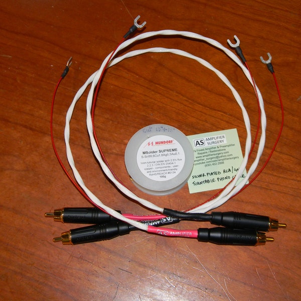 Silver Plated Phono RCA Interconnect Audio Cable for Turntable use with Ground Wires Made in the USA for Thorens Turntables