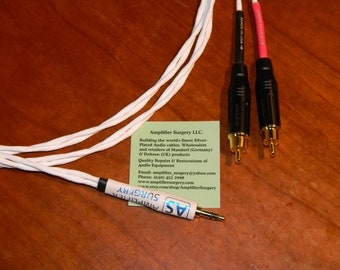 Silver Plated 3.5mm to RCA Audio Cable, Audiophile Grade, Made in USA