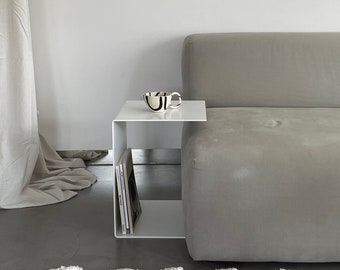 Table d'appoint | Table basse | Table de canapé | métal | 35x35x45cm | blanc | noir | jaune | Intérieur et extérieur | Fabriqué en Allemagne | Forme C