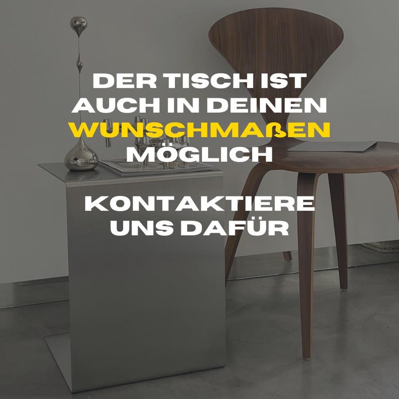 Side table made of brushed stainless steel, coffee table, sofa table - for living room, bedroom and office - Made in Germany - timeless design image 14