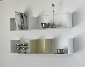 Minimalist steel bookend | 20.5x26x20.5 cm | Modern design | Cream white, yellow, black, white, grey | Quality Made in Germany