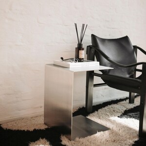 Side table made of brushed stainless steel, coffee table, sofa table - for living room, bedroom and office - Made in Germany - timeless design image 10