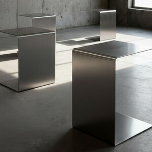 Side table made of brushed stainless steel, coffee table, sofa table - for living room, bedroom and office - Made in Germany - timeless design image 8