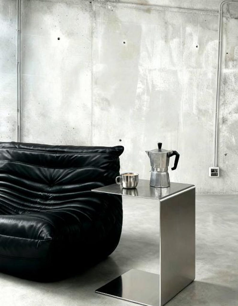 Side table made of brushed stainless steel, coffee table, sofa table - for living room, bedroom and office - Made in Germany - timeless design image 3