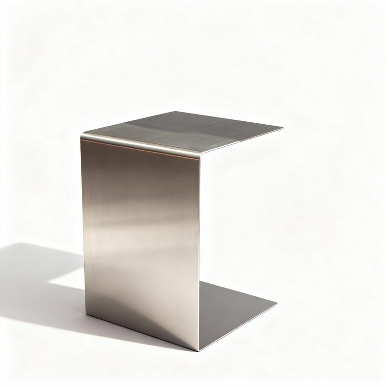 Side table brushed stainless steel – C-shape | Modern & timeless | Minimalist coffee table, bedside table, storage | Indoor and outdoor image 13