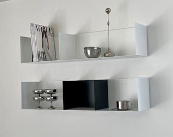 Minimalist steel bookend | 20.5x26x20.5 cm | Modern design | Black, yellow, white, cream, grey | Quality Made in Germany