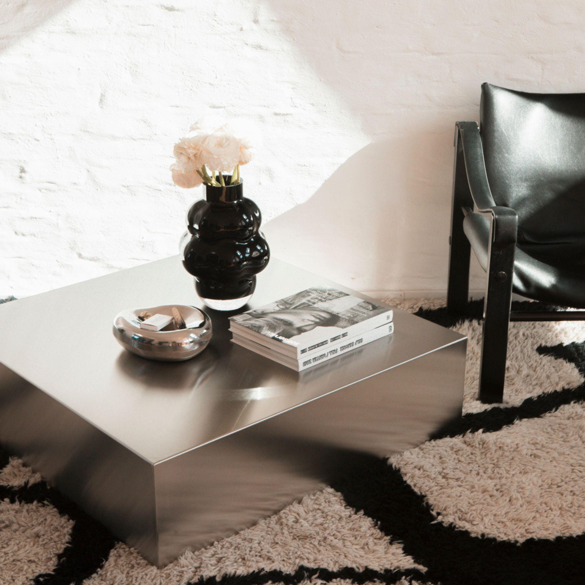 Couchtisch Edelstahl Gebürstet 90x90 Cm, Couchtisch Metall 80x80, Designer Sofatisch Minimalistisch 120x60, Wohnzimmertisch Made in Germany