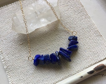 Lapis Necklace, Lapis Nugget Necklace, Gold Necklace, Silver Necklace, Boho Necklace, Layering Necklace, Crystal Necklace, Boho Jewelry