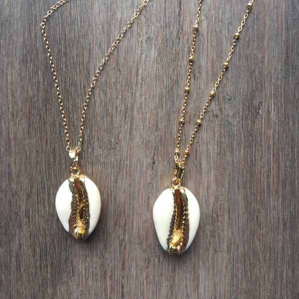 Cowrie Shell Necklace, Gold Shell Necklace, Gold Cowrie Shell, Boho Necklace, Layering Necklace, Gold Shell Jewelry, Gold Cowry Shell