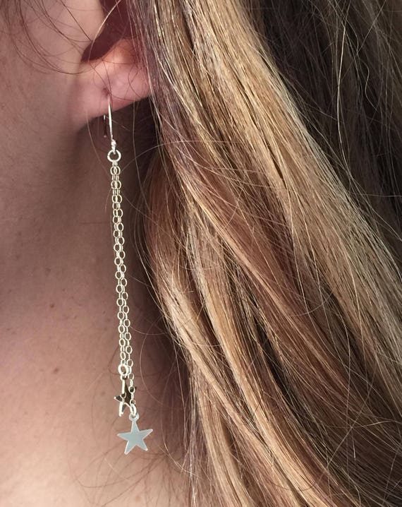 Star Dangle Earrings Gold Earrings Silver Earrings Drop Etsy