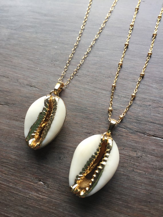 Gold Shell Necklace Gold Cowrie Shell Gold Cowry Shell Boho Necklace Cowrie Shell Necklace Layering Necklace Gold Shell Jewelry