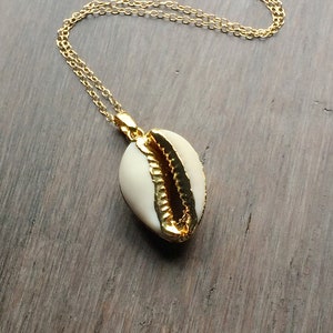 Cowrie Shell Necklace, Gold Shell Necklace, Gold Cowrie Shell, Boho Necklace, Layering Necklace, Gold Shell Jewelry, Gold Cowry Shell image 4