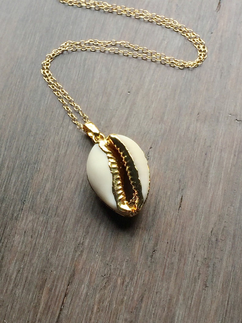 Cowrie Shell Necklace, Gold Shell Necklace, Gold Cowrie Shell, Boho Necklace, Layering Necklace, Gold Shell Jewelry, Gold Cowry Shell image 4