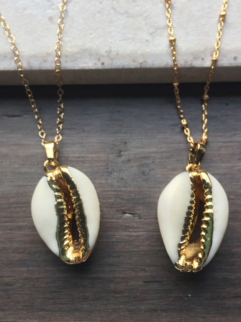 Cowrie Shell Necklace, Gold Shell Necklace, Gold Cowrie Shell, Boho Necklace, Layering Necklace, Gold Shell Jewelry, Gold Cowry Shell image 3