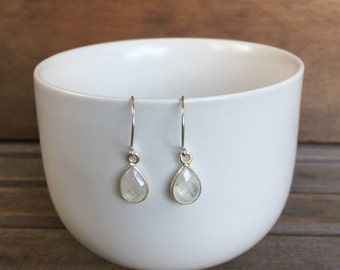 Moonstone Earrings, Silver Earrings, Moonstone Teardrop Earrings, Drop Earrings, Dainty Earrings, Gemstone Earrings, Dangle Earring