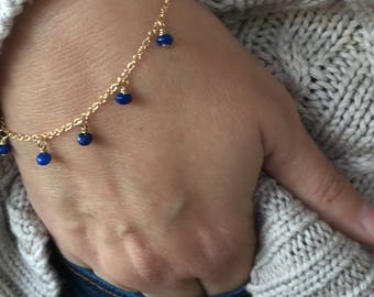 Beaded Sapphire Bracelet, Gold Bracelet, Beaded Bracelet, September Birthstone, Birthstone Bracelet, Dainty Bracelet, Gemstone Bracelet