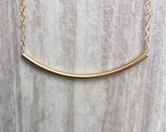 Gold Tube Necklace, Gold Necklace, Minimal Necklace, Dainty Necklace, Minimal Jewelry, Tube Necklace, Everyday Necklace, Gold Filled Tube