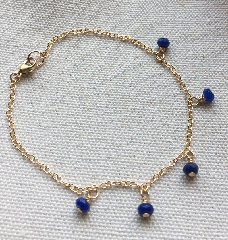 Beaded Sapphire Bracelet Gold Bracelet Beaded Bracelet Etsy
