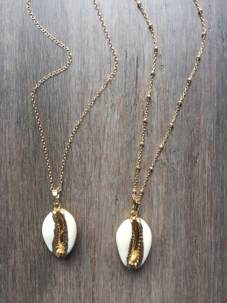 Cowrie Shell Necklace, Gold Shell Necklace, Gold Cowrie Shell, Boho Necklace, Layering Necklace, Gold Shell Jewelry, Gold Cowry Shell image 1