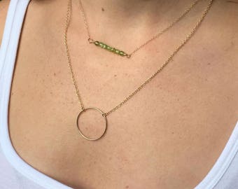 Large Karma Circle Necklace, Gold Necklace, Silver Necklace, Karma Necklace, Hoop Necklace, Large Circle Necklace, Karma Ring Necklace