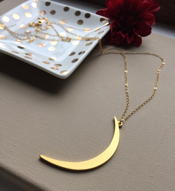 Long crescent necklace sale