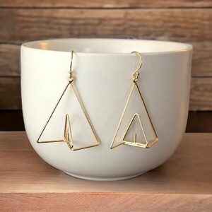 Gold Geometrical Dangle Earring Gold Earrings Geometrical Earrings Gold Jewelry Gold Filled Jewelry Mother's Day Gift Gifts under 25