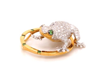 White Diamond and Tsavorite Frog Pendant