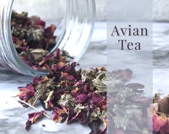 Avian Tea | Rose, Red Raspberry Leaf, Hibiscus Flower Tea for Birds | Whatcha Brewin'? | Rosy Reboot | Caffeine-Free | Preservative-Free