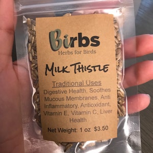 Organic Milk Thistle BIRBS: Herbs for Birds and other pets Herbal Pet Apothecary Ingredients 1oz packet image 2