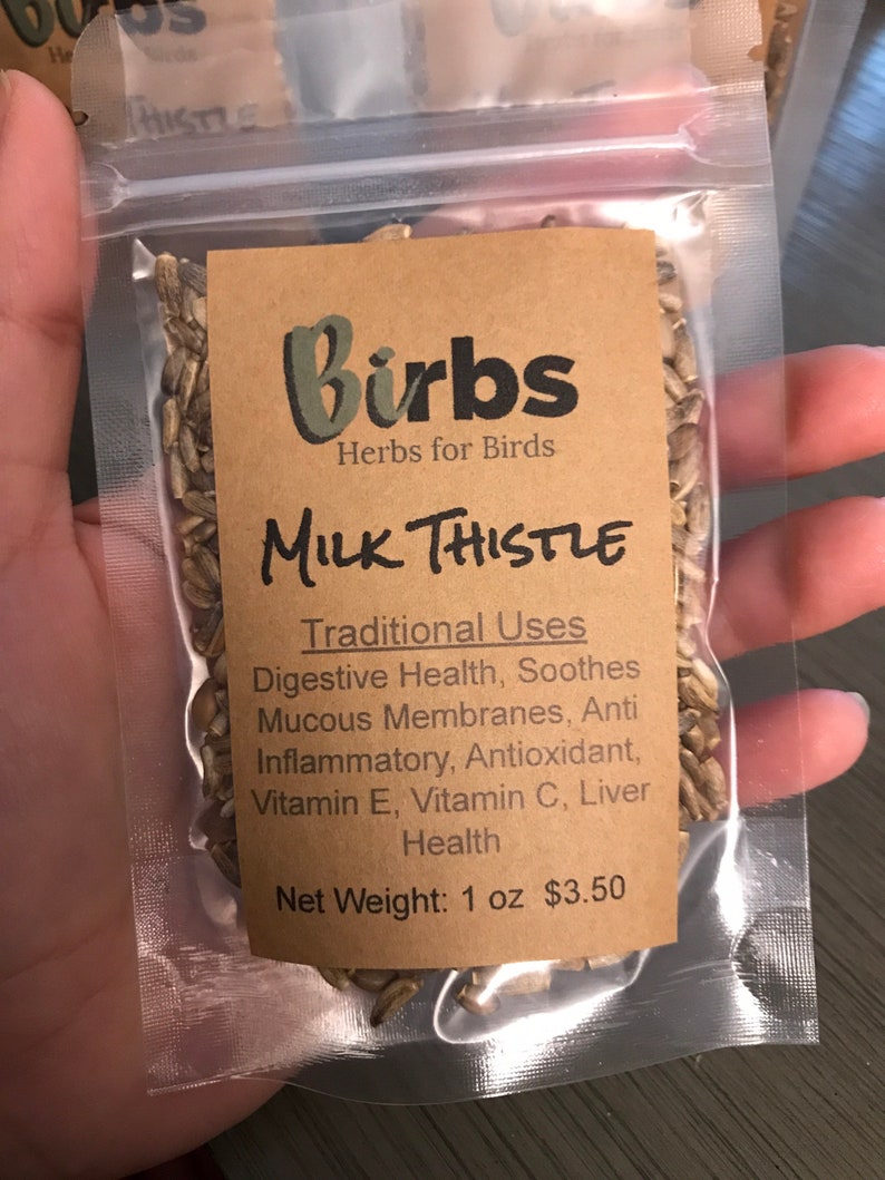 Organic Milk Thistle BIRBS: Herbs for Birds and other pets Herbal Pet Apothecary Ingredients 1oz packet image 2