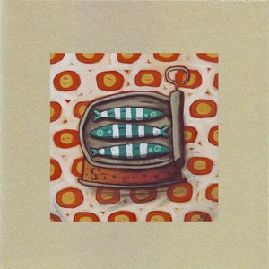 Carte illustration boîte de sardines "trio disco "