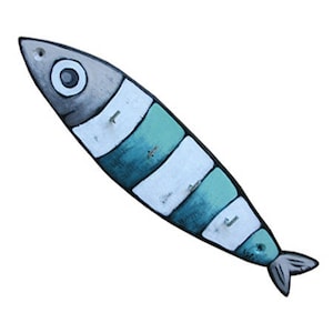 Long striped wooden sardine key hook