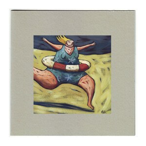 Carte illustrée double "Baigneuse" papier gris