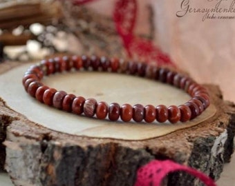 Red Jasper Bracelet: Minimalist Beaded Rondels, Everyday Jewelry
