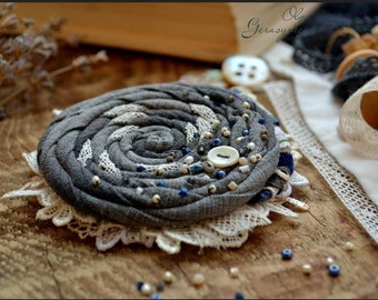 Fabric brooch, embroidered brooch, textile brooch, flower brooch, statement brooch, sweater pin, fabric jewelry, gift for her
