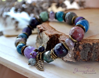 Multi Gemstone Bracelet: Aventurine, Agate, Amethyst, Jasper