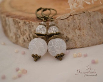 Agate Quartz Earrings: Handmade Gemstone Leverback Earrings