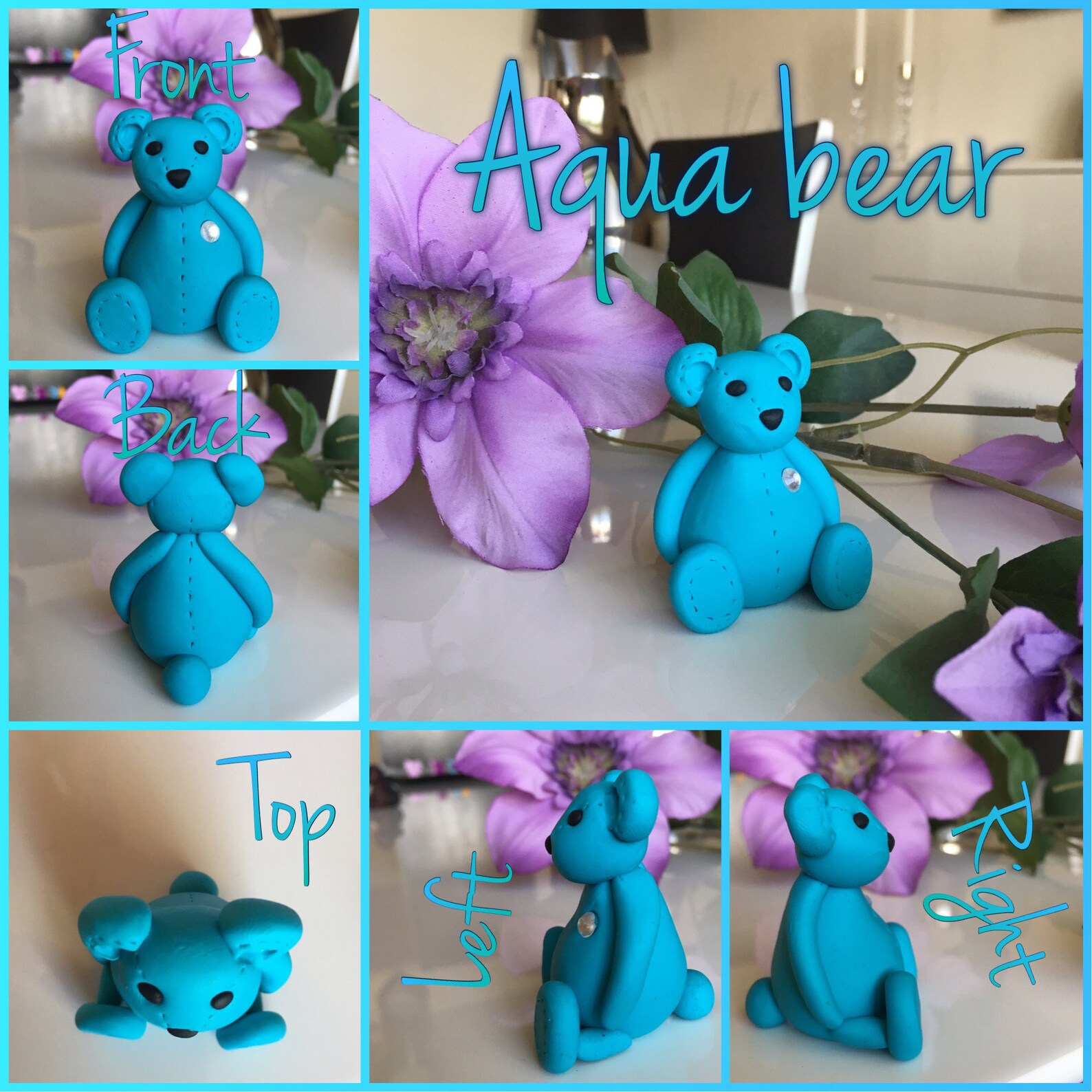 Aqua Bear With Clear Gemstone Heart Etsy Denmark