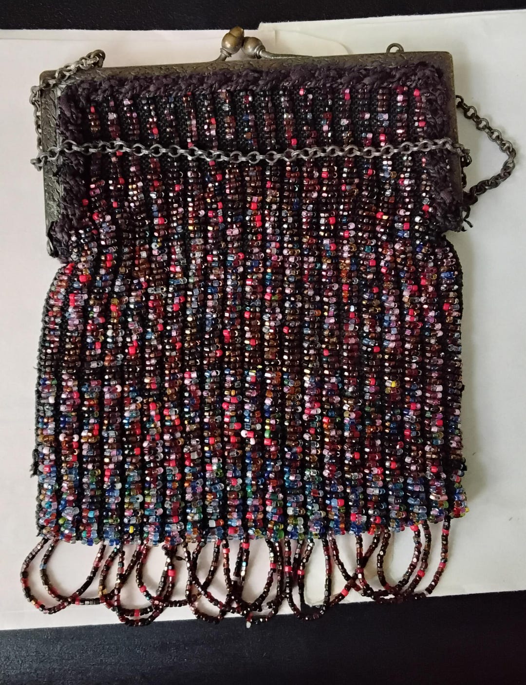 1920's Square Cream Micro Beaded Purse main image 0