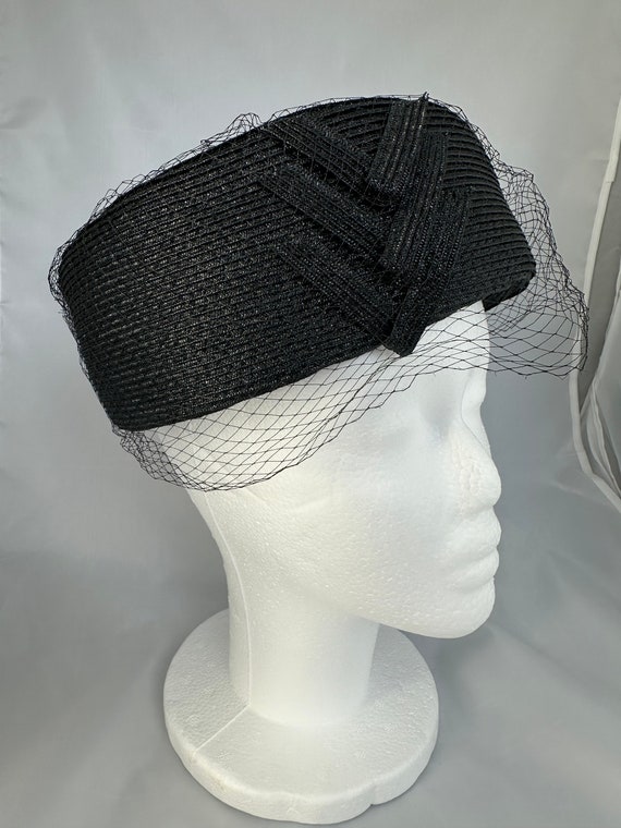 Vintage Black Pillbox Hat